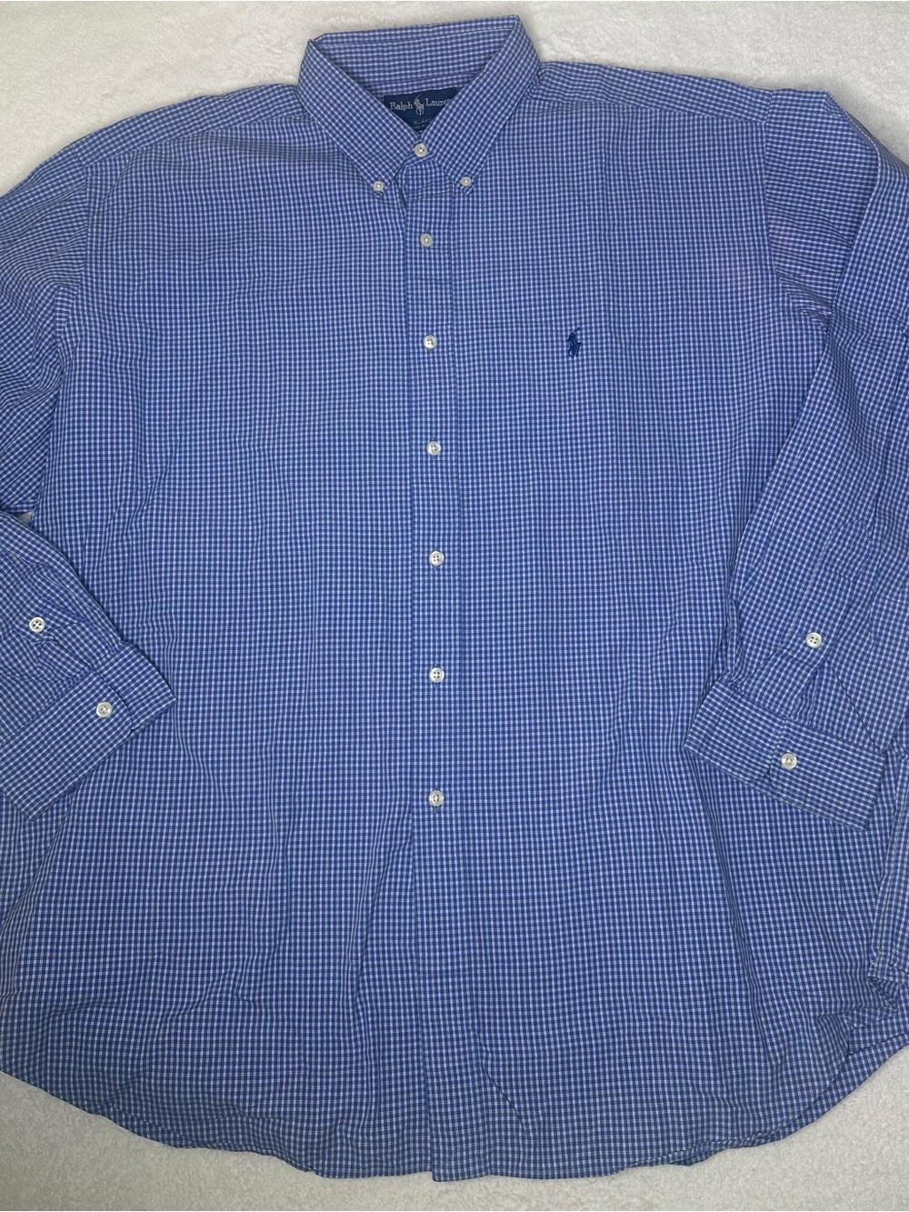 Ralph Lauren Blake Men’s XXL Blue Green Plaid 2-Ply Cotton Button Down Shirt